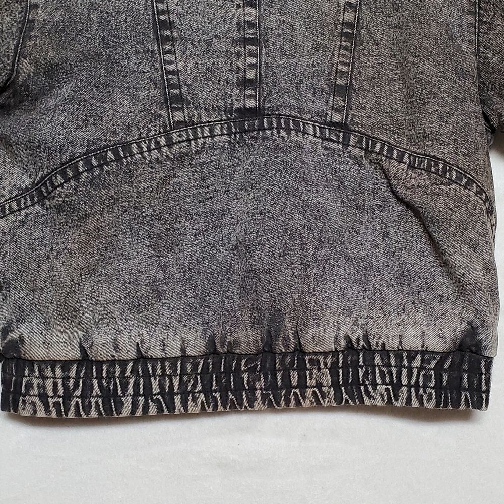 Rare Vintage 80s New Wave Todays News  Black Acid Wash Denim Puffer Jacket - Picture 11 of 14